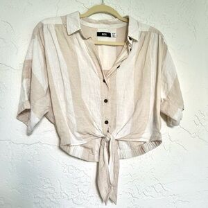 BDG (Urban Outfitters) Stripped Polo Tie Crop Top